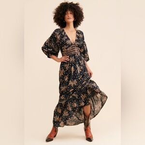 Free People Navy Floral Maxi Dress